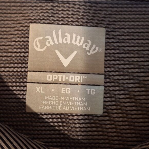 ⛳Callaway Opti-Dri Gray Golf Short Sleeve Logo Men Polo Shirt XL Pin Striped - Picture 8 of 12